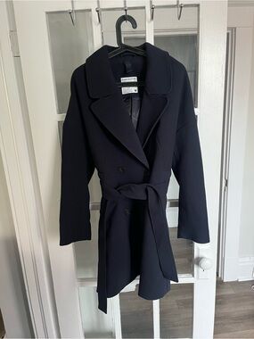 Frank & Oak Navy Belted Trench Coat
